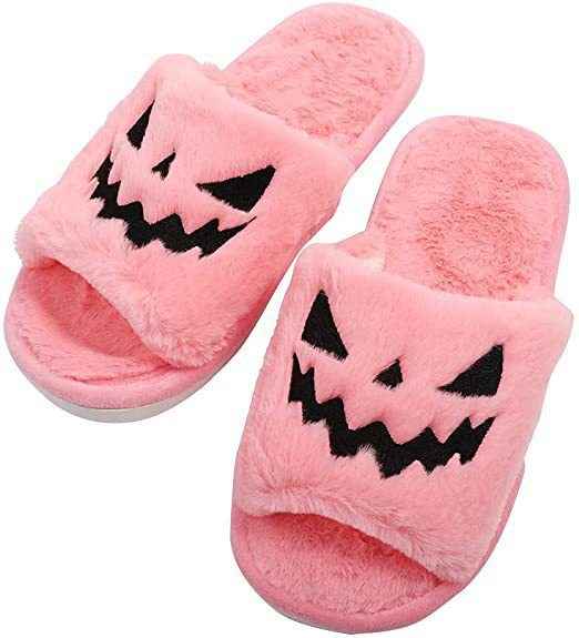 Halloween Slippers for Women – Warm Plush House Shoes