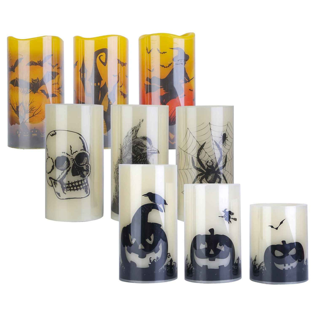 Flameless Halloween Candle Lamp 3-Pack – Timer, Battery