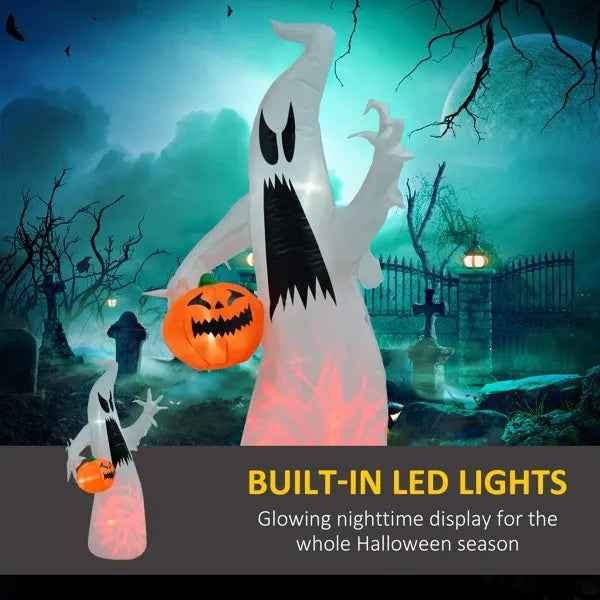 White Ghost with Pumpkin – 5.9 ft LED Inflatable Yard Decor