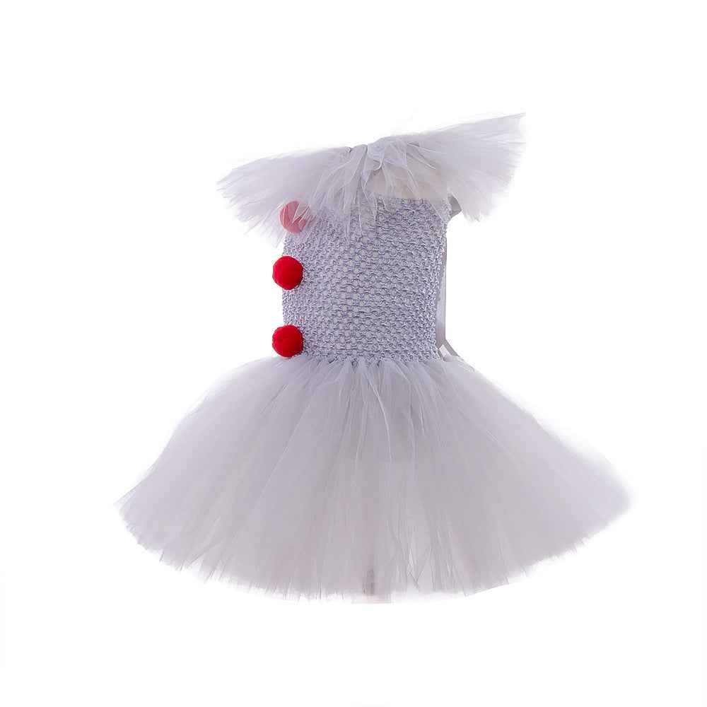 Girls' Mesh Princess Costume Set – Skirt, Lace Collar & Hairpin