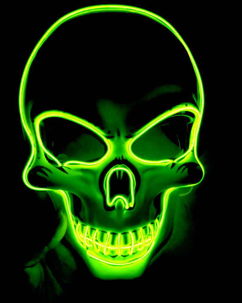 LED Skeleton Mask – 4 Glow Modes - Fluorescent green - GoSavvyNow