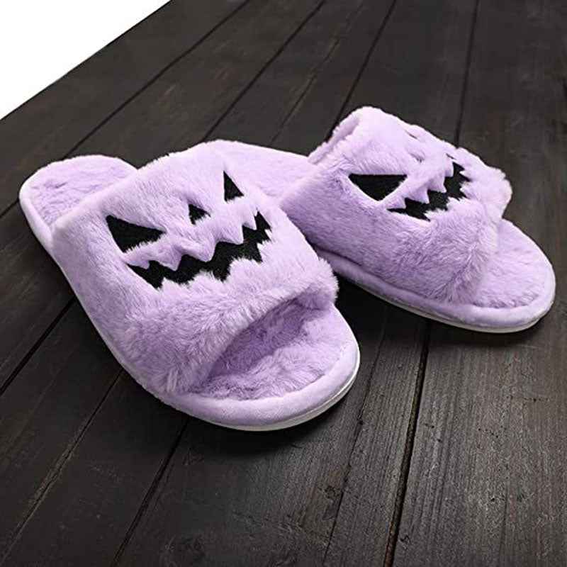 Halloween Slippers for Women – Warm Plush House Shoes