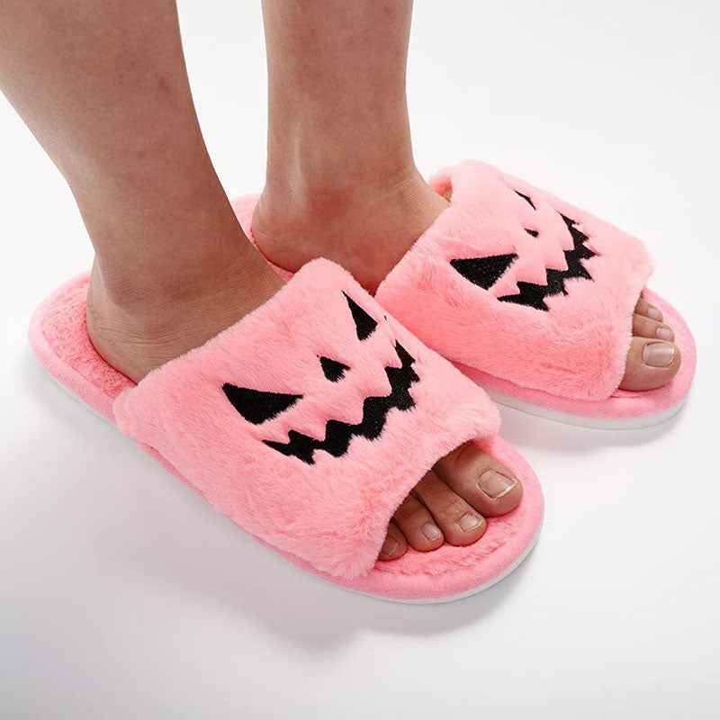 Halloween Slippers for Women – Warm Plush House Shoes