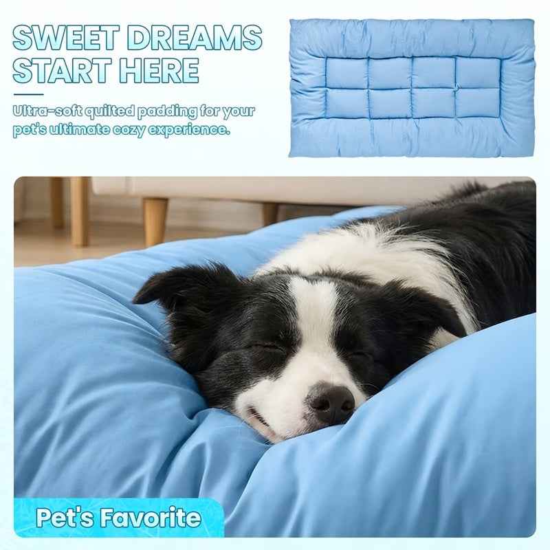 XL Plush Dog Sofa Bed, 8-Compartment Cooling Mat with Non-Slip Bottom - GoSavvyNow