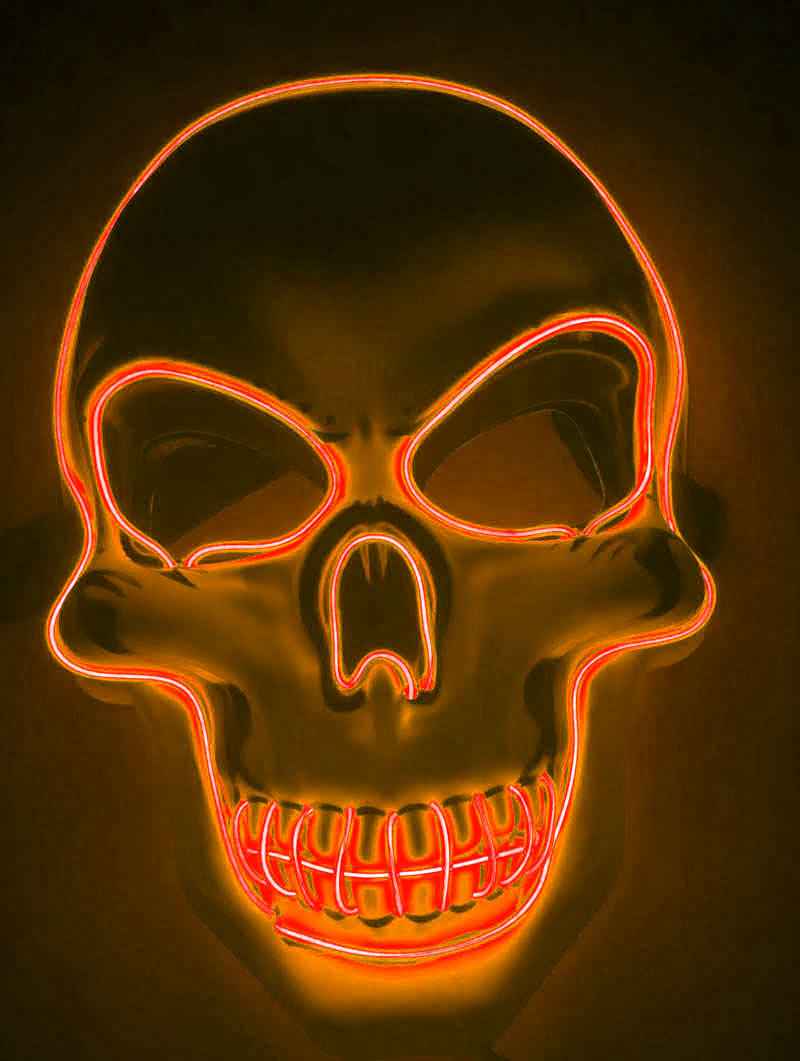 LED Skeleton Mask – 4 Glow Modes - Orange - GoSavvyNow