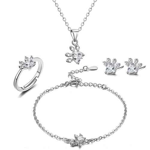 Cat & Dog Paw Ring Set – Gold or Silver Plated