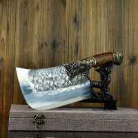 Hand-Forged Chef Knife – 7Cr17MoV Steel, Carved Wood Handle
