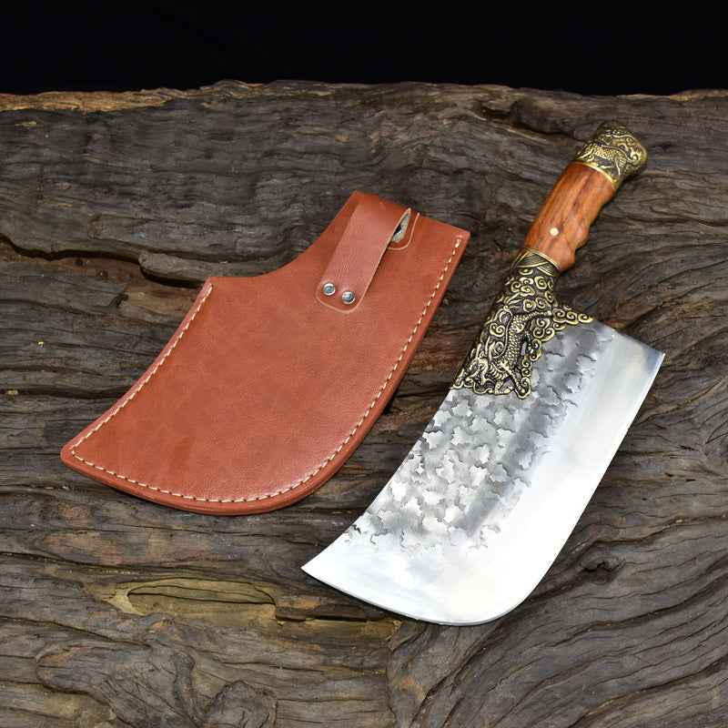 Hand-Forged Chef Knife – 7Cr17MoV Steel, Carved Wood Handle