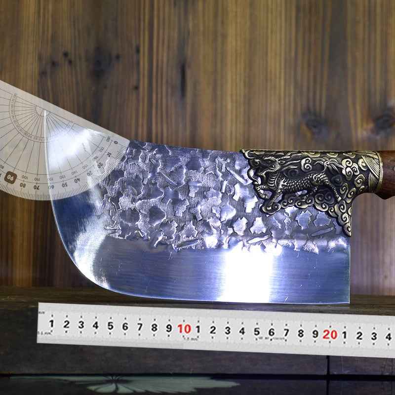 Hand-Forged Chef Knife – 7Cr17MoV Steel, Carved Wood Handle