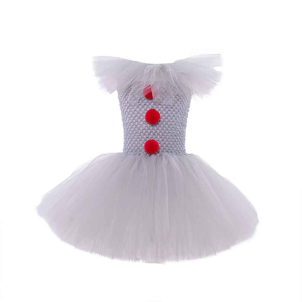 Girls' Mesh Princess Costume Set – Skirt, Lace Collar & Hairpin
