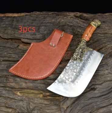 Hand-Forged Chef Knife – 7Cr17MoV Steel, Carved Wood Handle
