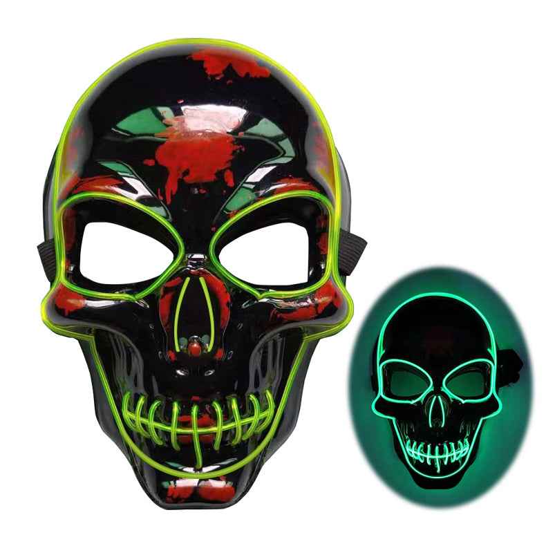 LED Skeleton Mask – 4 Glow Modes - B fluorescent green - GoSavvyNow