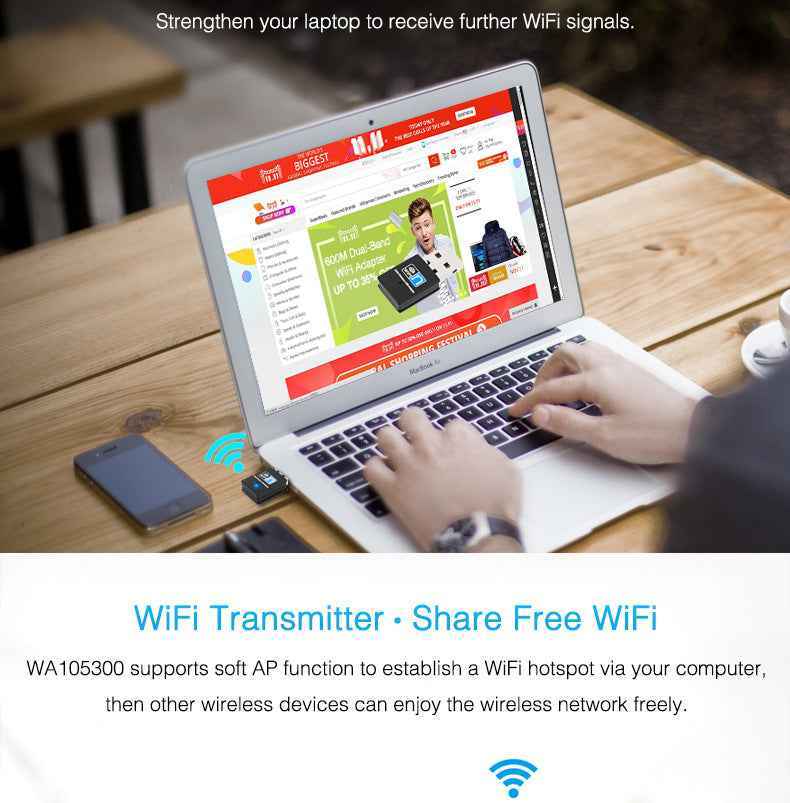 300M Mini Wireless Network Card - Fast and Reliable WiFi Receiver