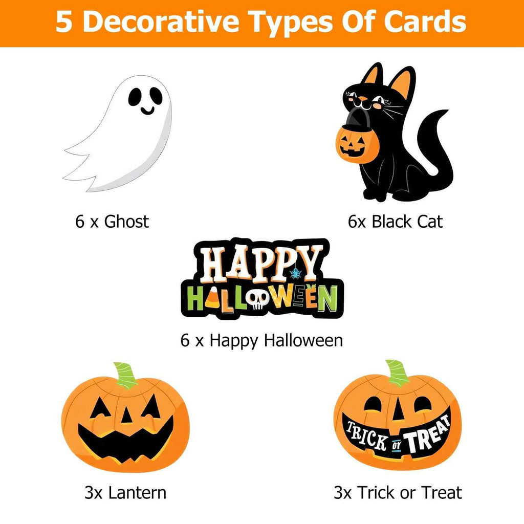 Halloween Paper Straws – 25 Pack, Ghost & Cat Prints