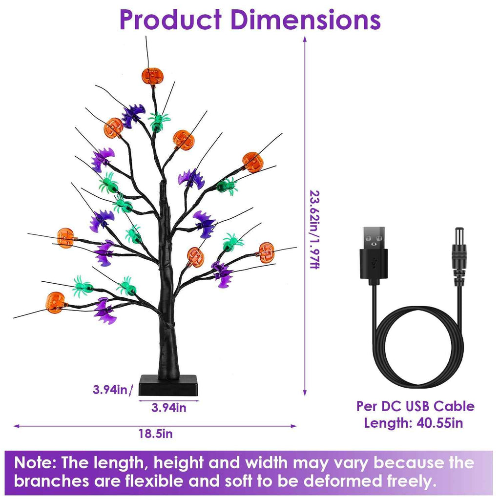 Lighted Halloween Tree 2-Pack – 24 LEDs with Timer