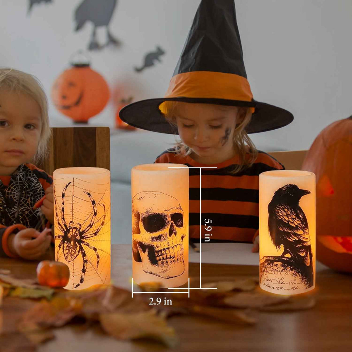 Flameless Halloween Candle Lamp 3-Pack – Timer, Battery