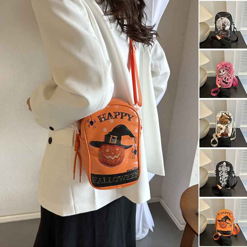 Halloween Graffiti Phone Bag – Pumpkin & Ghost Crossbody