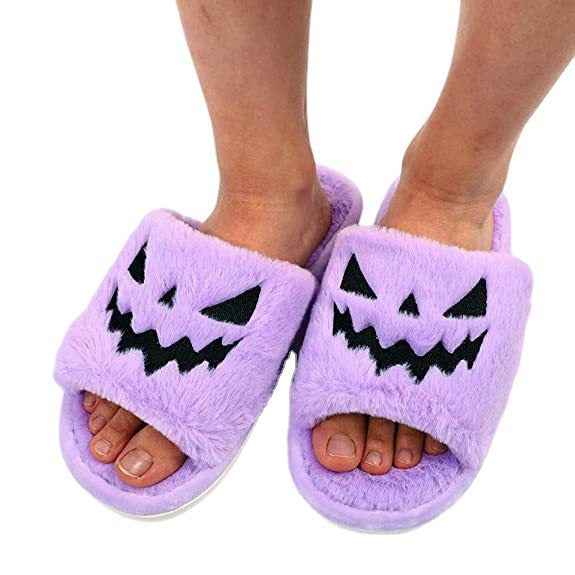 Halloween Slippers for Women – Warm Plush House Shoes