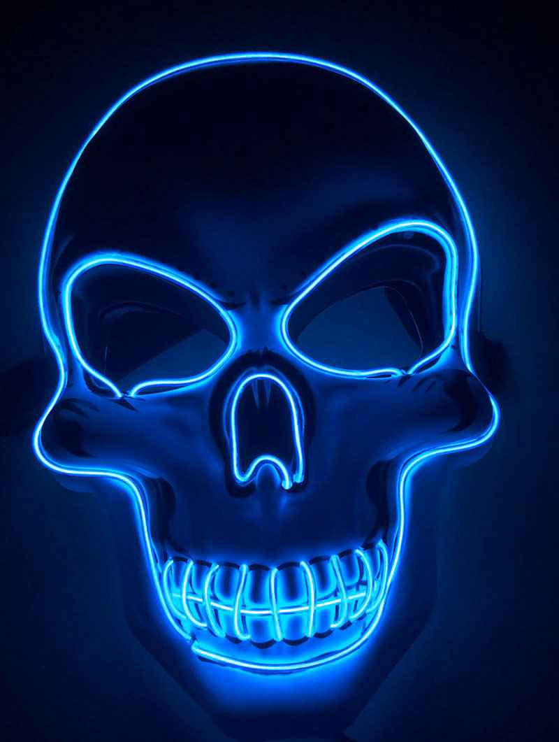 LED Skeleton Mask – 4 Glow Modes - Blue - GoSavvyNow