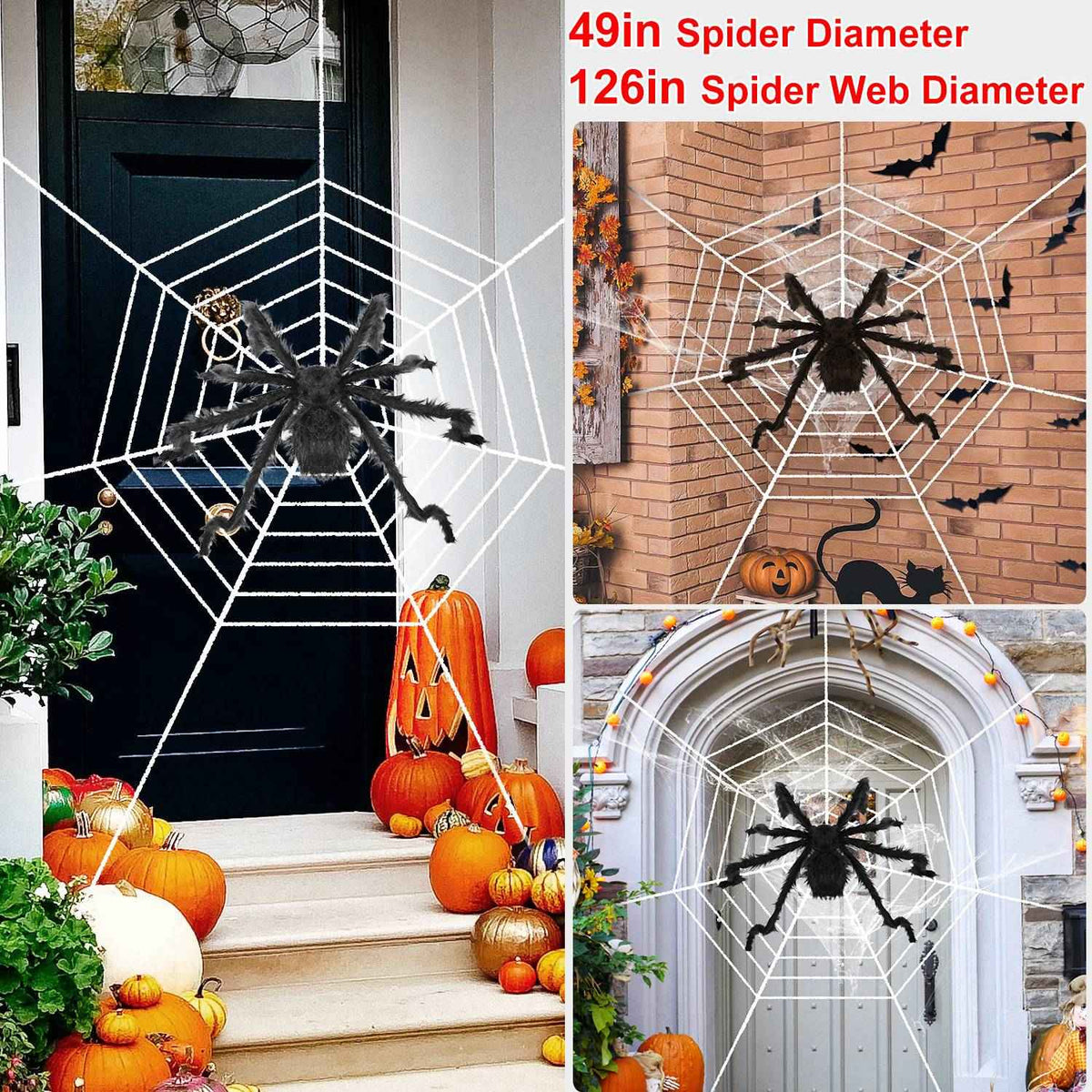 Giant 49" Halloween Spider with 126" Stretch Web