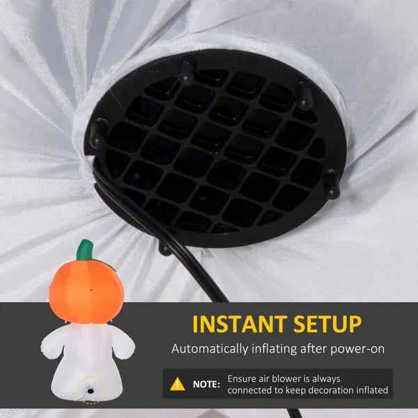 Smiling Skeleton Ghost with Pumpkin Head – 5.9 ft Inflatable Yard Decor