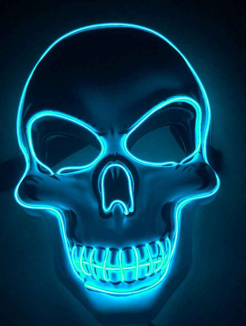 LED Skeleton Mask – 4 Glow Modes - Ice blue - GoSavvyNow