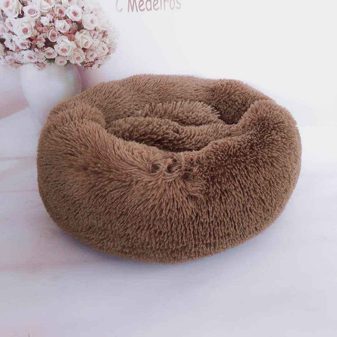 Hooded Plush Pet Nest – Burrow Bed for Cats & Small Dogs