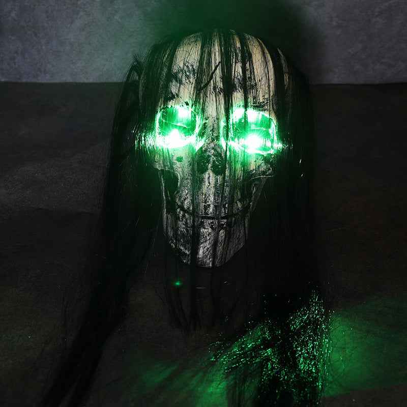 LED Skeleton Arm – Light-Up Yard & Haunted House Decor - Green Skull With Hair - GoSavvyNow