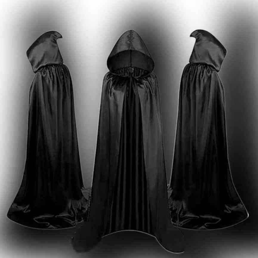 Kids' Hooded Wizard Cloak – Black Halloween Cape