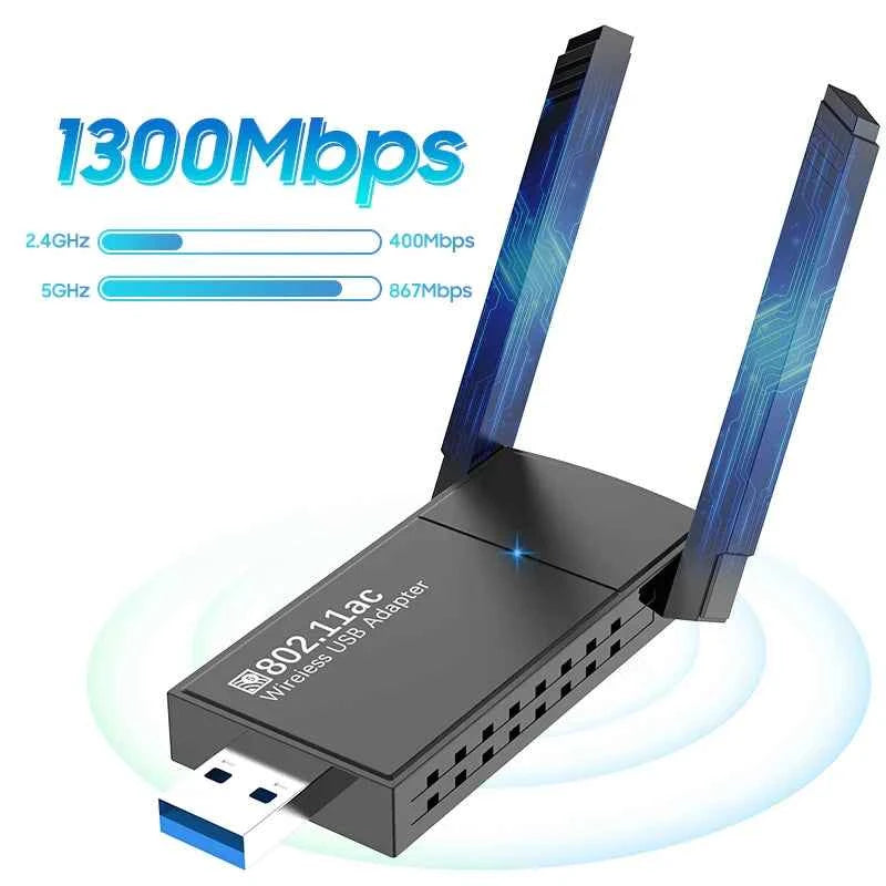 USB 3.0 Wireless WiFi Adapter - 1300Mbps Long Range & Dual Band