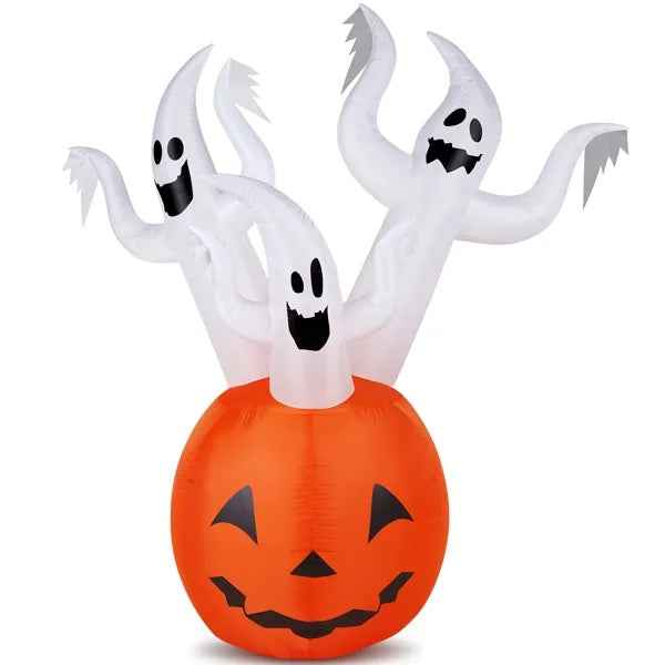 5.9 ft Inflatable Pumpkin Ghost – LED Yard Decor