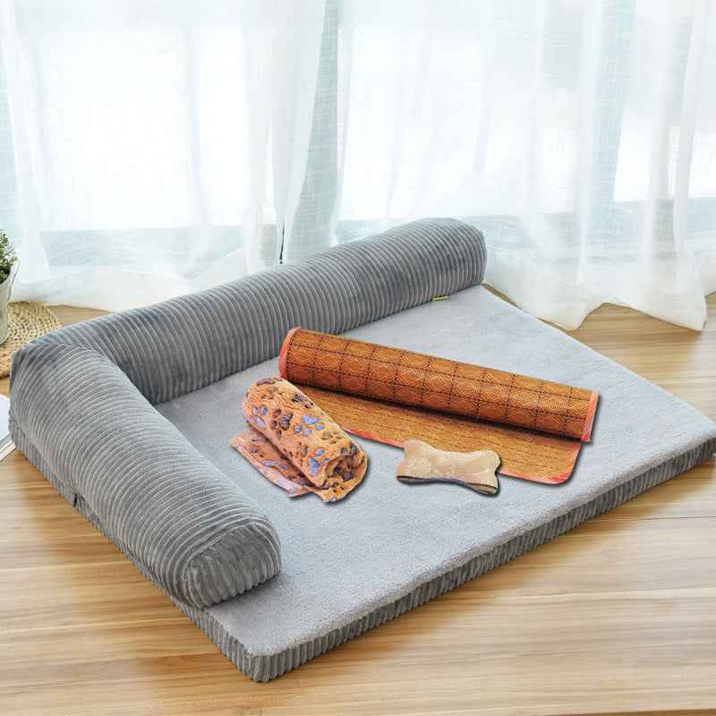 Corduroy Pet Sofa Bed with Non-Slip Base (S-XL) - GoSavvyNow