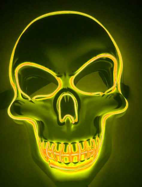 LED Skeleton Mask – 4 Glow Modes - Yellow - GoSavvyNow