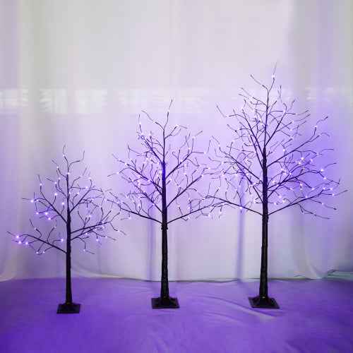 Lighted Spooky Tree 3-Pack – Purple LEDs, 4/5/6 ft