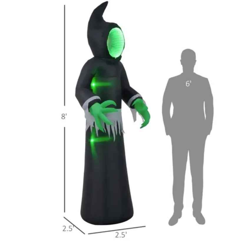 8 ft Mirror-Face Ghost – LED Inflatable Yard Decor