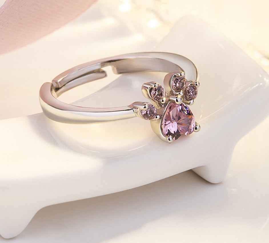 Cat & Dog Paw Ring Set – Gold or Silver Plated