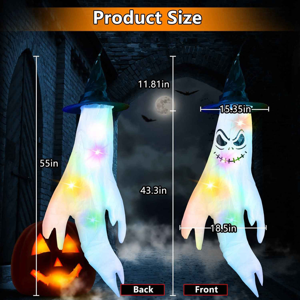 Halloween Ghost Windsocks & Witch Hats 4-Pack – LED
