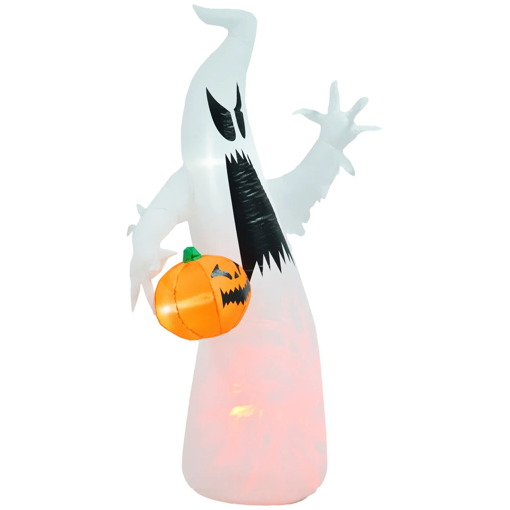 White Ghost with Pumpkin – 5.9 ft LED Inflatable Yard Decor - GoSavvyNow