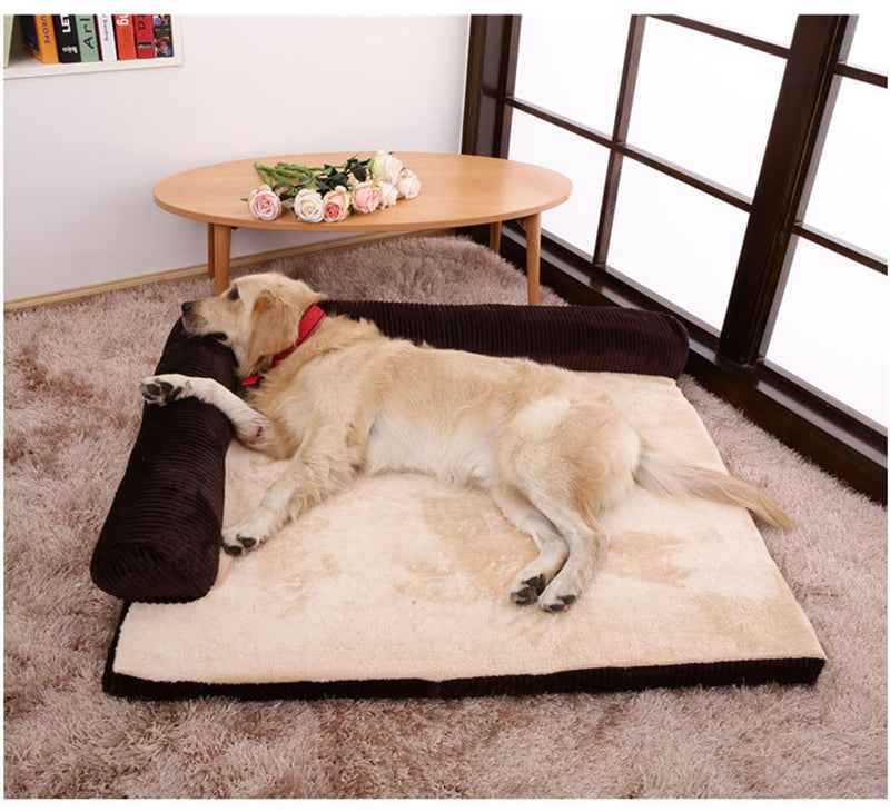 Corduroy Pet Sofa Bed with Non-Slip Base (S-XL) - GoSavvyNow