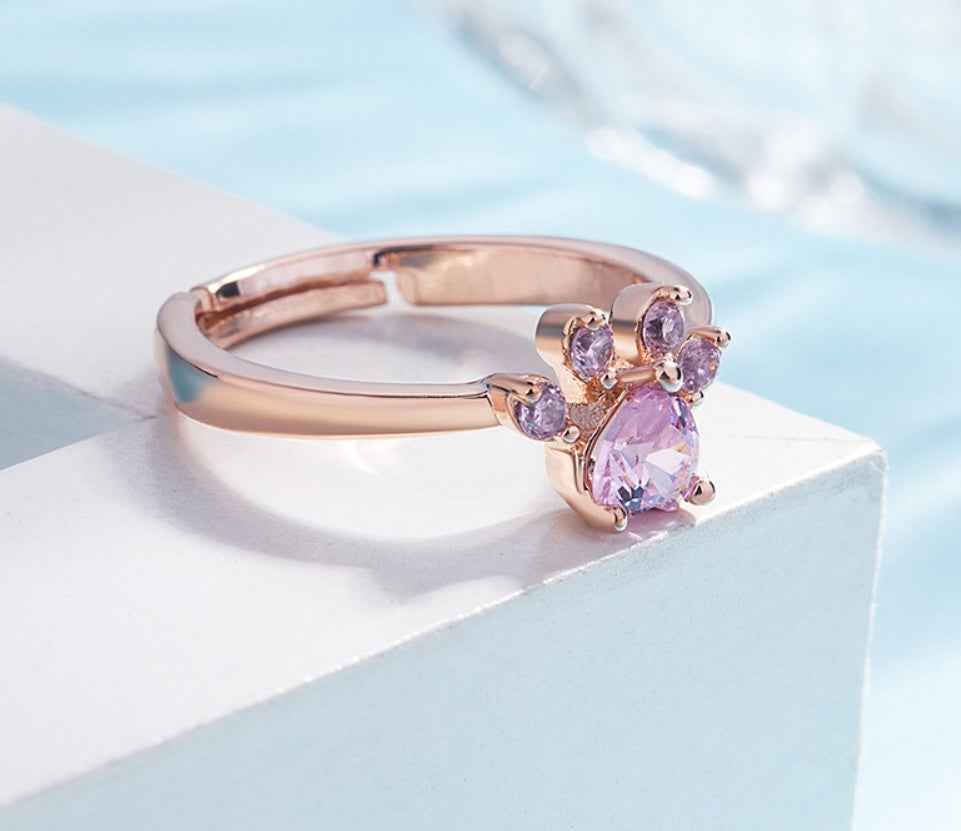 Cat & Dog Paw Ring Set – Gold or Silver Plated