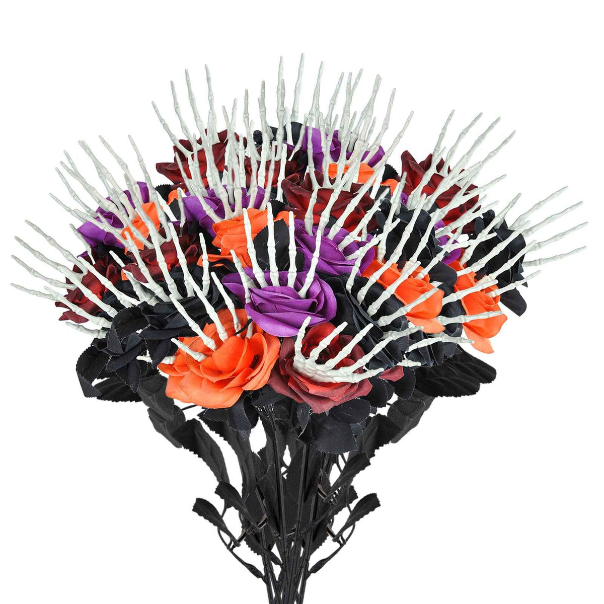 Skull-Hand Rose Stem – Gothic Halloween Ornament