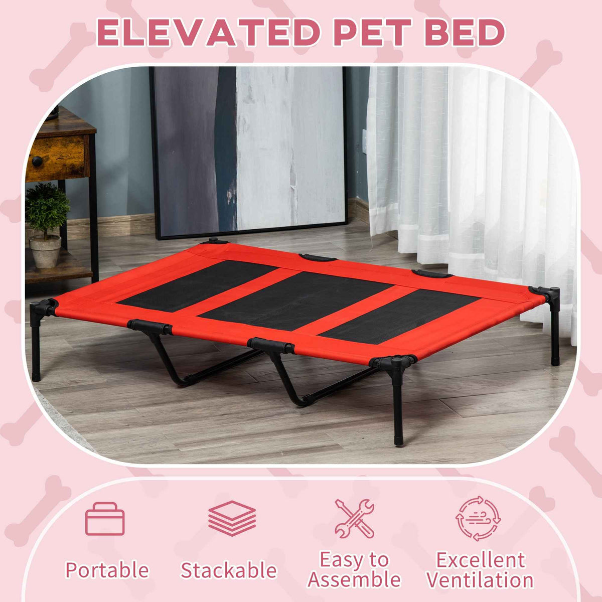 XL Elevated Dog Cot – Metal Frame, Breathable Mesh, Carry Bag - GoSavvyNow