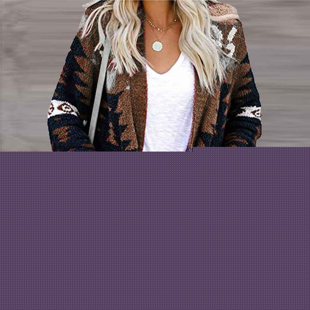 Holiday Print Knitted Cardigan – Loose Fit
