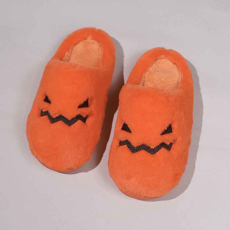 Halloween Pumpkin Slippers – Warm Plush House Shoes