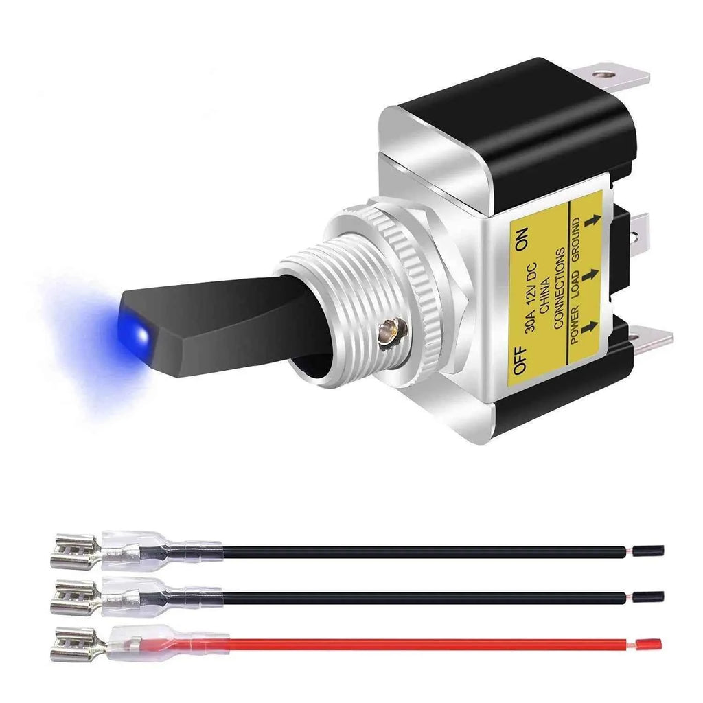 3 Pack Blue LED Toggle Switches - 12V 30A Rocker Switch for Marine, Car, Boat & ATV