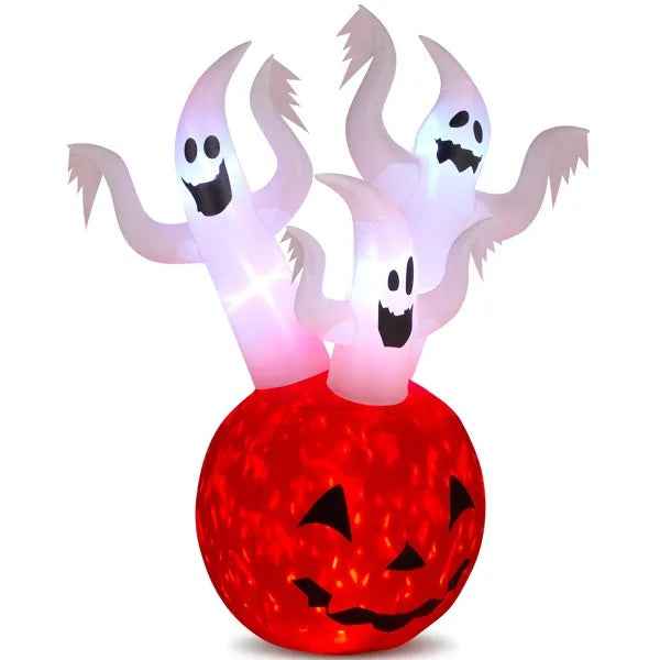 5.9 ft Inflatable Pumpkin Ghost – LED Yard Decor