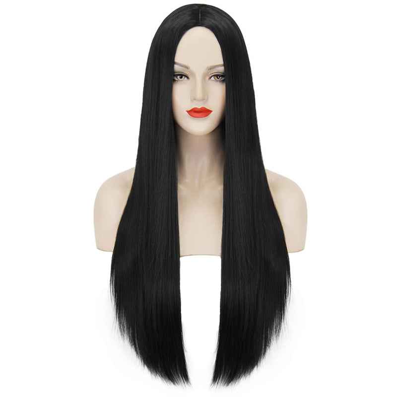 40" Straight Black Wig – Heat-Resistant, Costume & Anime
