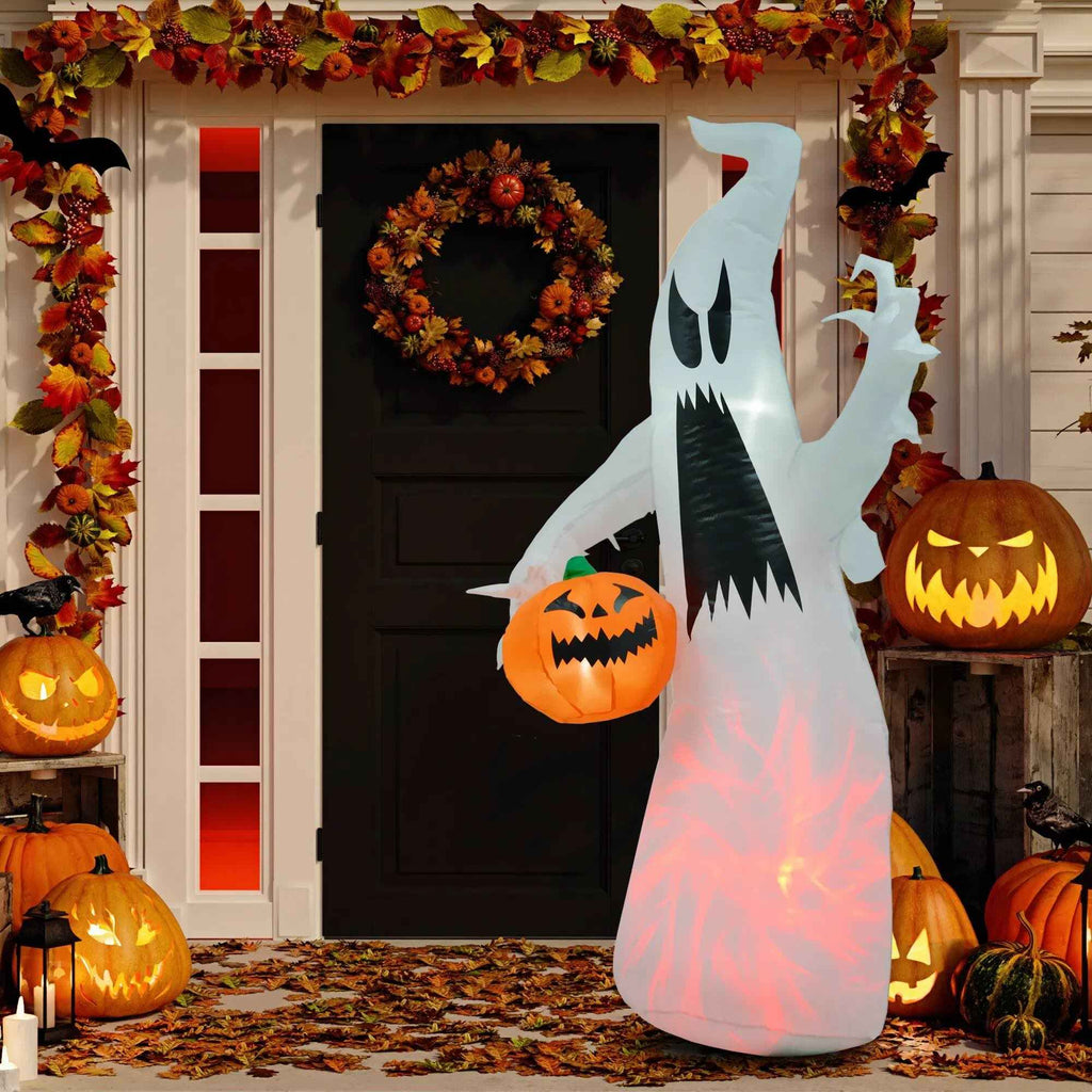White Ghost with Pumpkin – 5.9 ft LED Inflatable Yard Decor
