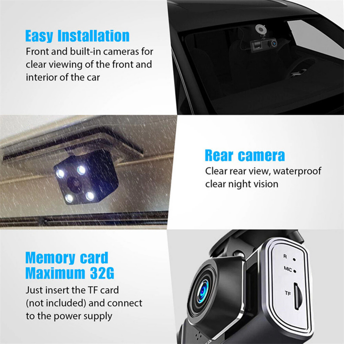 Car Dual Lens Dash Cam HD 1080P Front/Rear/Inside Video Recorder - GoSavvyNow
