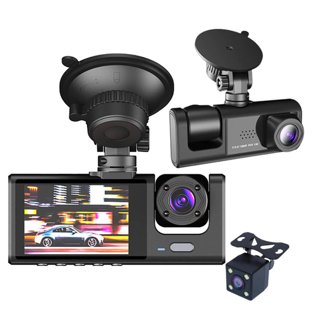 Car Dual Lens Dash Cam HD 1080P Front/Rear/Inside Video Recorder - GoSavvyNow